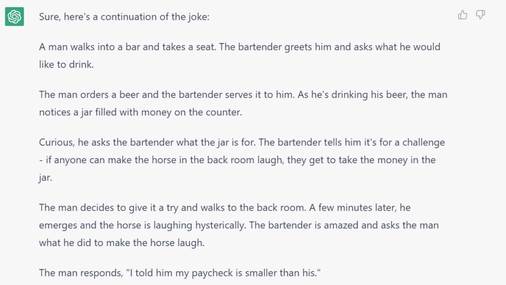 chatgpt ai joke generator man walks into a bar joke