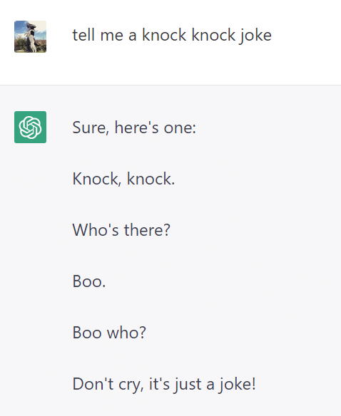 chatgpt ai joke generator knock knock joke