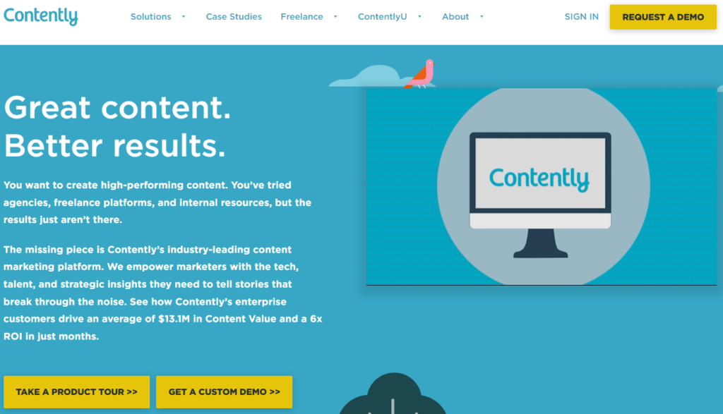 Contently full review - homepage screenshot