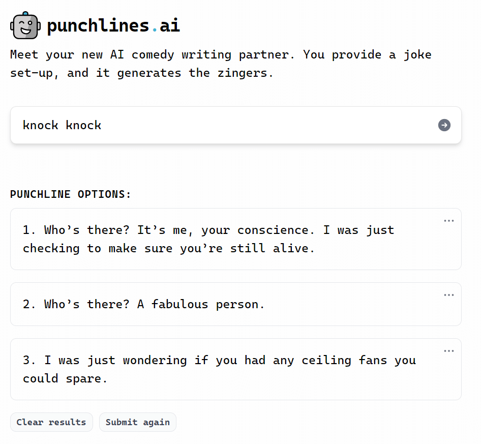 punchlines ai joke generator knock knock joke