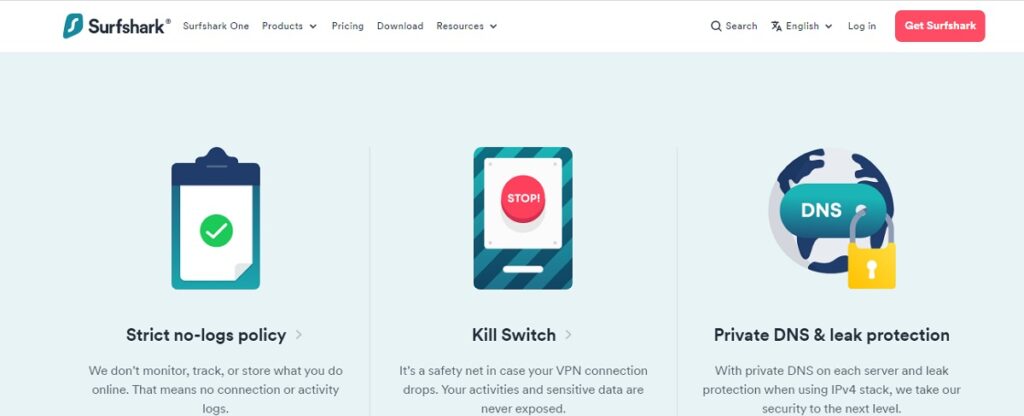 Surfshark VPN privacy.