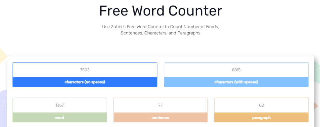 zutrix free wordcount screenshot