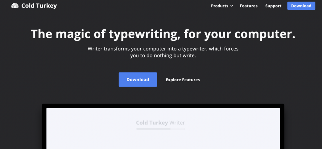 best tools for writers - cold turkey writer homepage screenshot