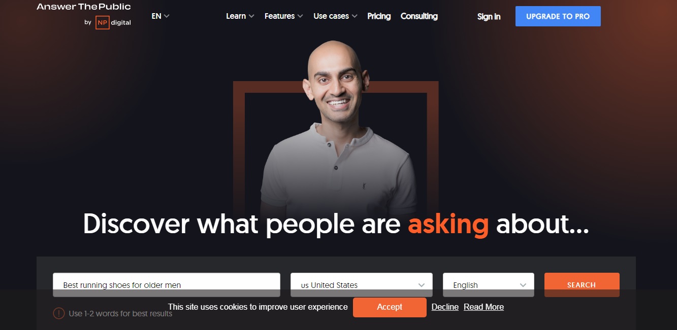 AnswerThePublic landing page.