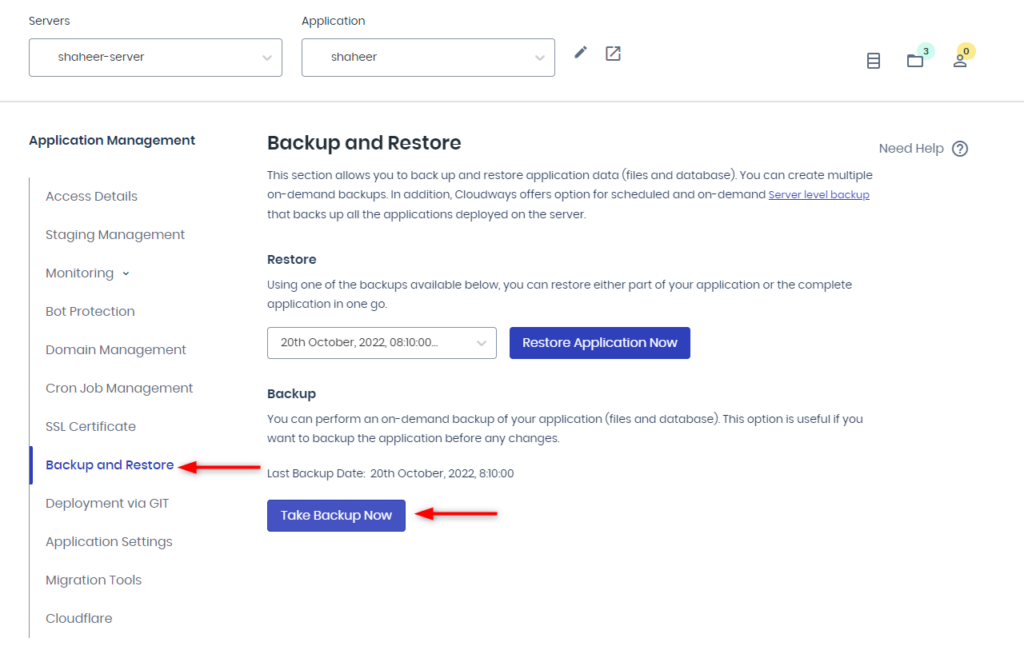 Fazendo backup ou restaurando uma versão anterior de um aplicativo: