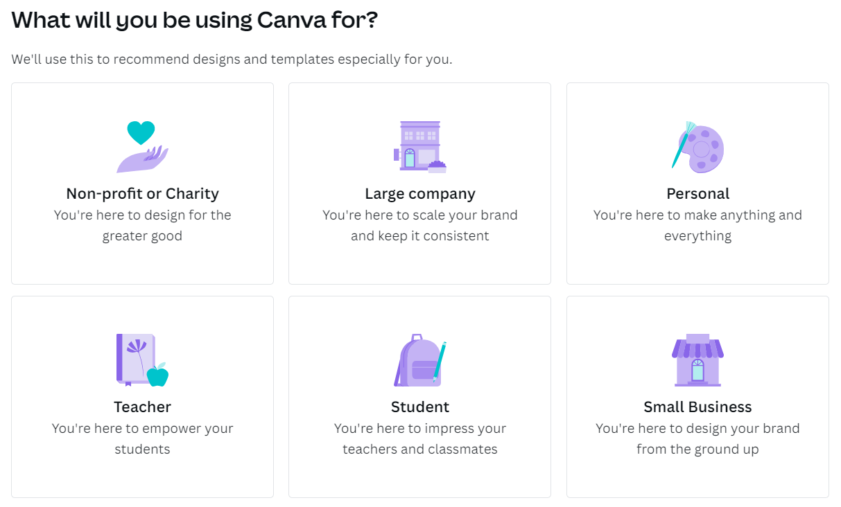 how to sell Canva templates on Etsy - screenshot of setting up a canva account
