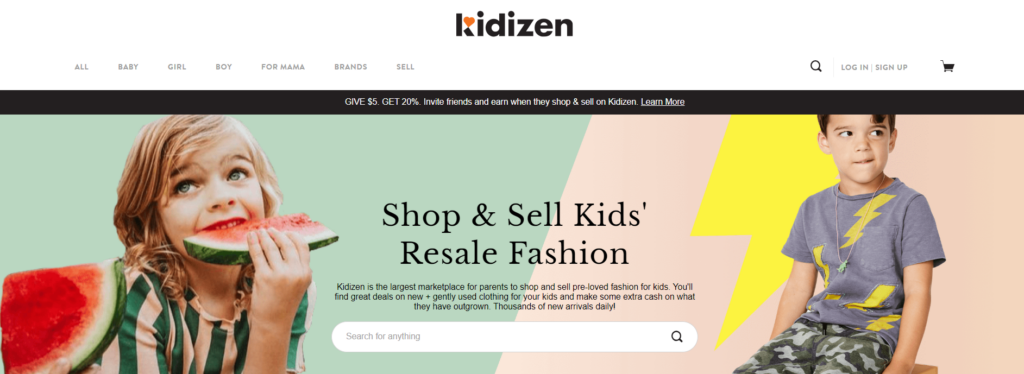 kidizen homepage screenshot