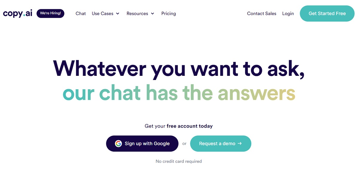 Copy AI landing page