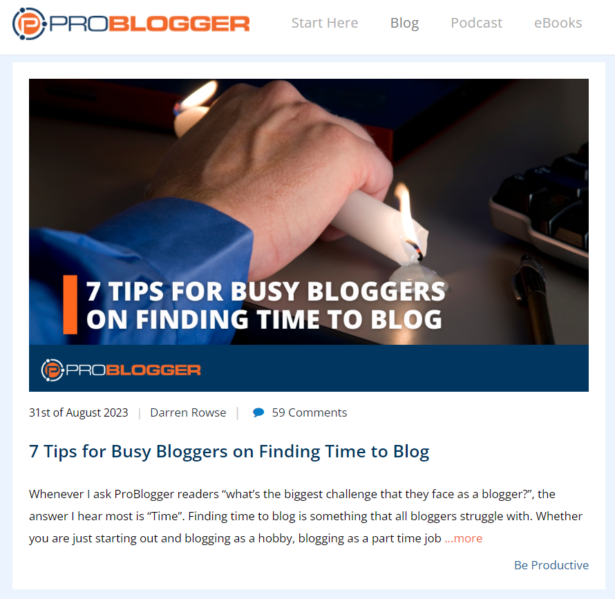 Best Blogs about Blogging - problogger blog screenshot