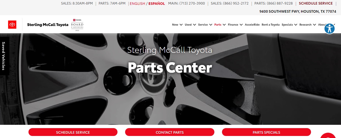 Parts center page to enhance local SEO.