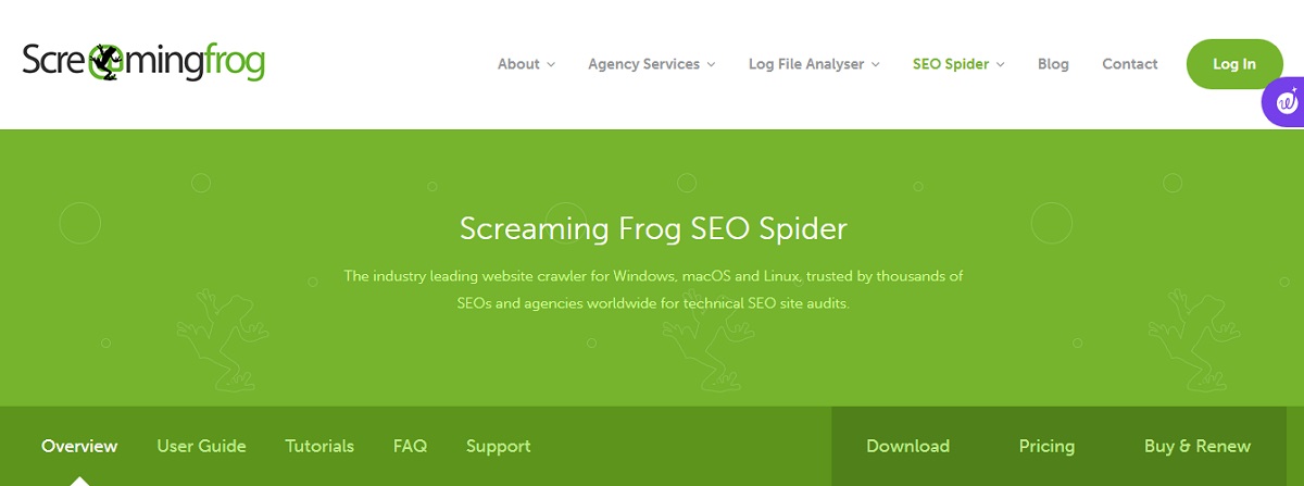 Screaming Frog SEO Spider.