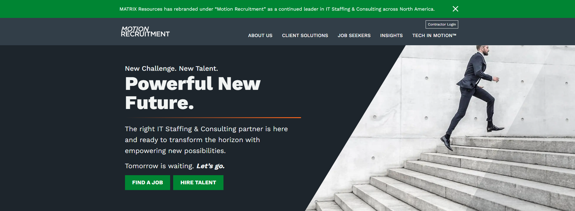 Motion recruitment landing page