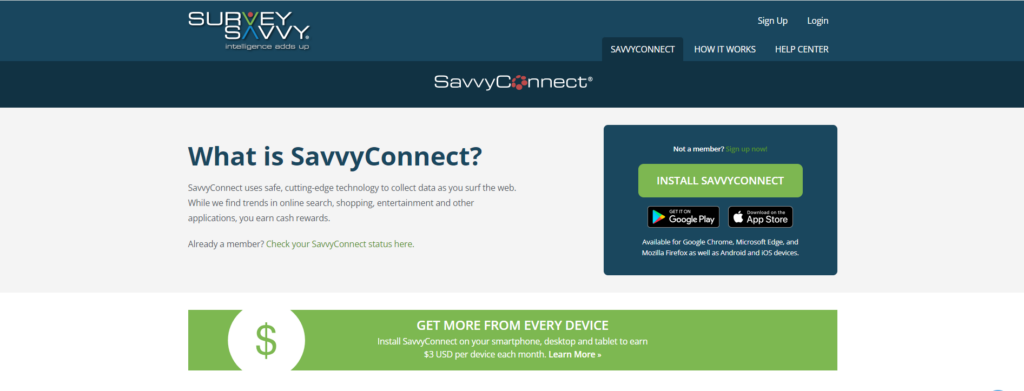 Savvy Connect home page
