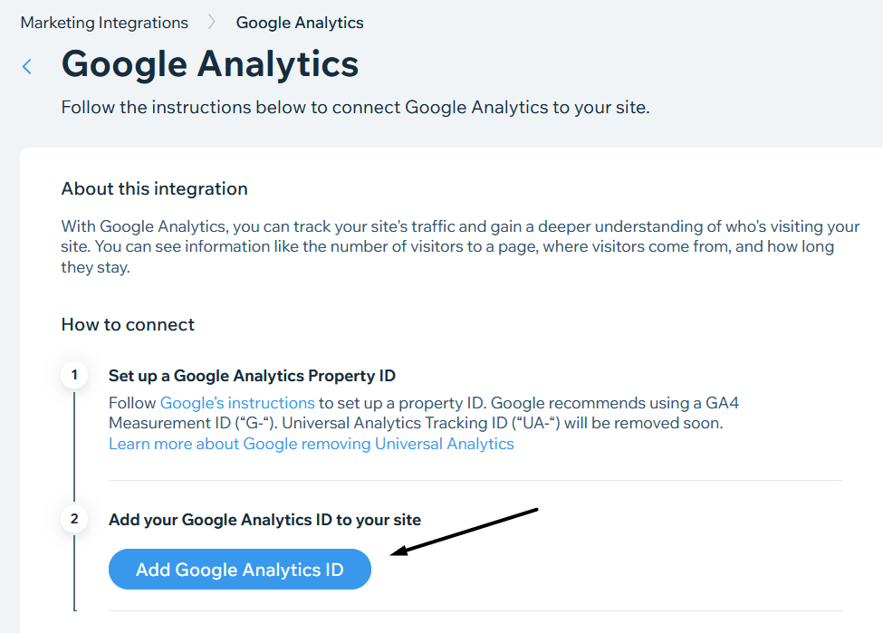 Add Google Analytics ID to Wix