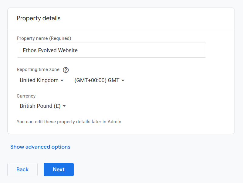 Naming your GA4 property for Wix websites