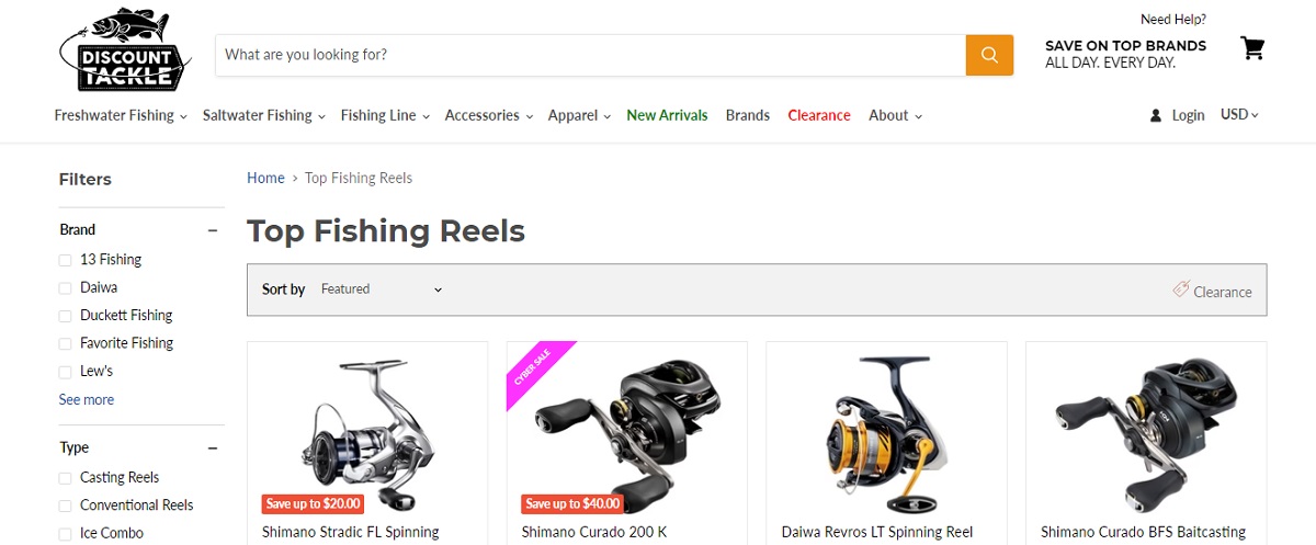 Discount Tackle Fishing Reels.