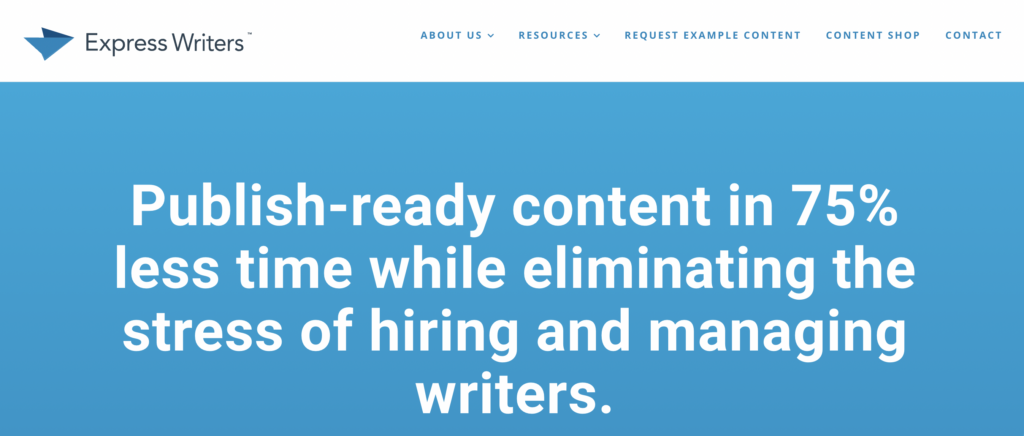 copywriting agencies: express writers homepage screenshot