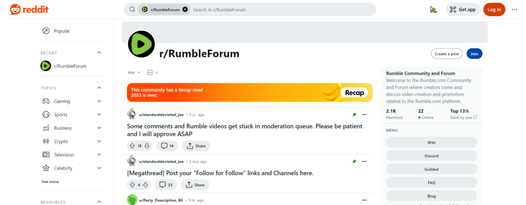Reddit Rumble forum