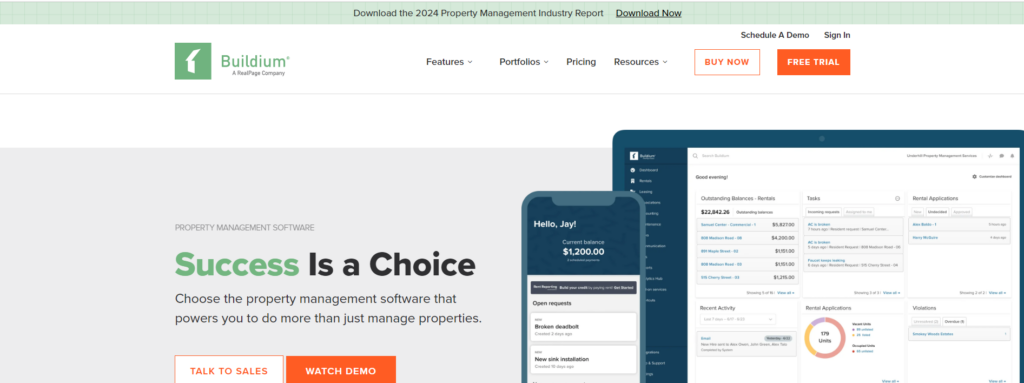 real estate affiliate marketing - buildium homepage screenshot
