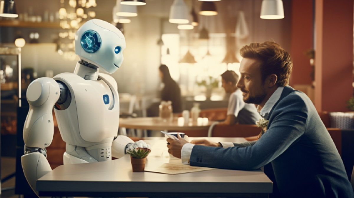 Robot takes orders in fast food  industry.