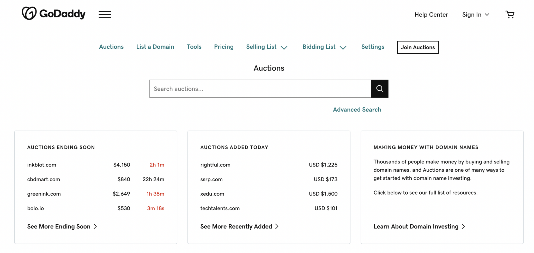 How to Find Expired Domain Names on GoDaddy Auction Process