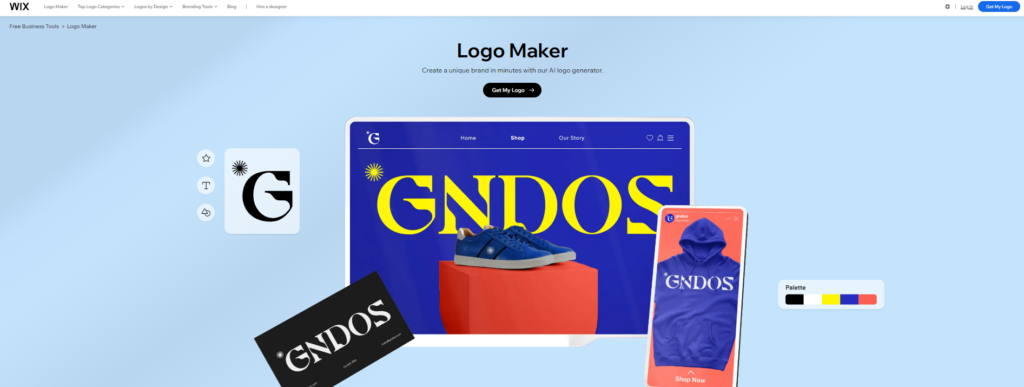 Wix logo maker homepage