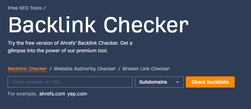 Ahrefs backlink checker