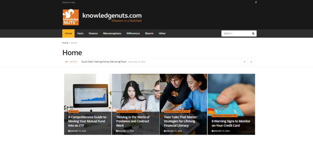 knowledge nuts homepage
