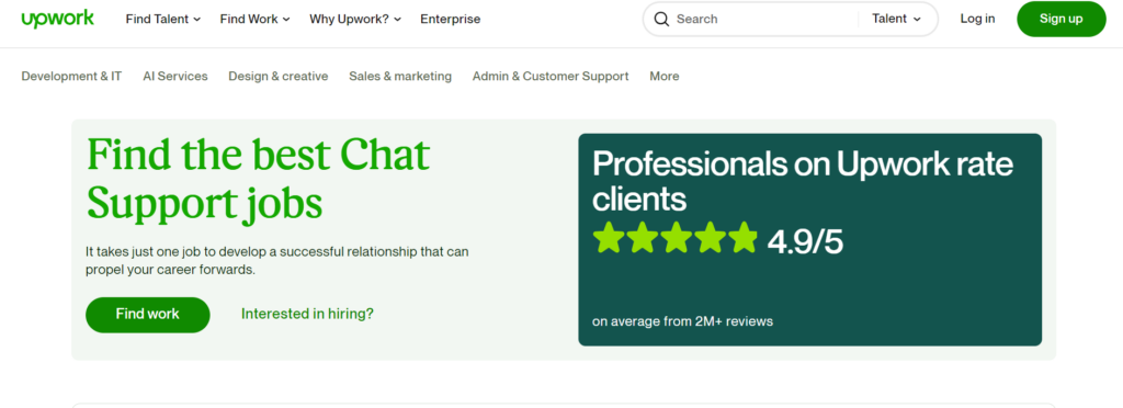 upwork chat support jobs