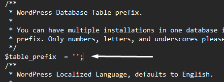 Update WP Table Prefix