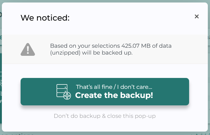 Create a WP backup