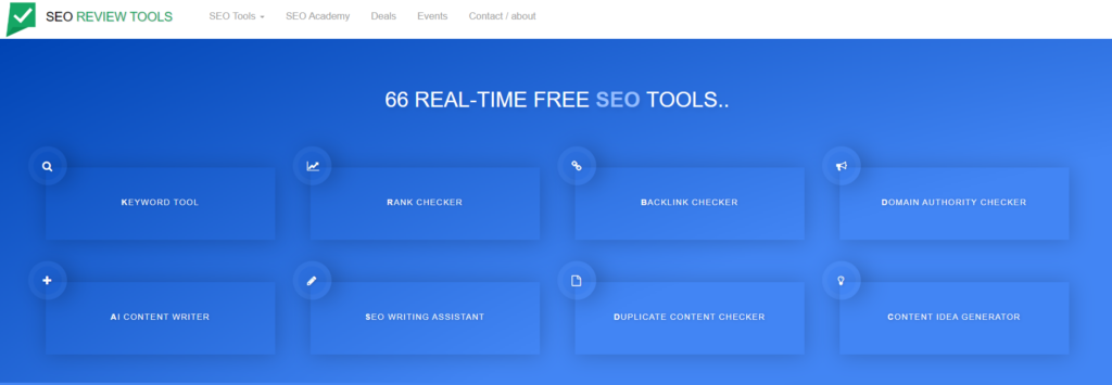 SEO review tools homepage