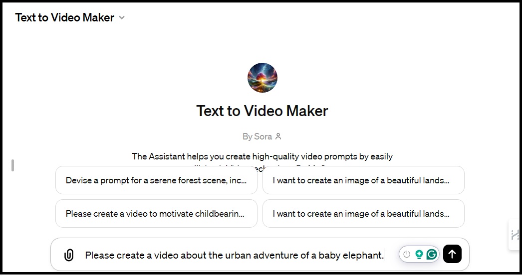 Text to Video Maker creating a video.