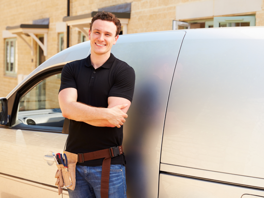 handyman next to van