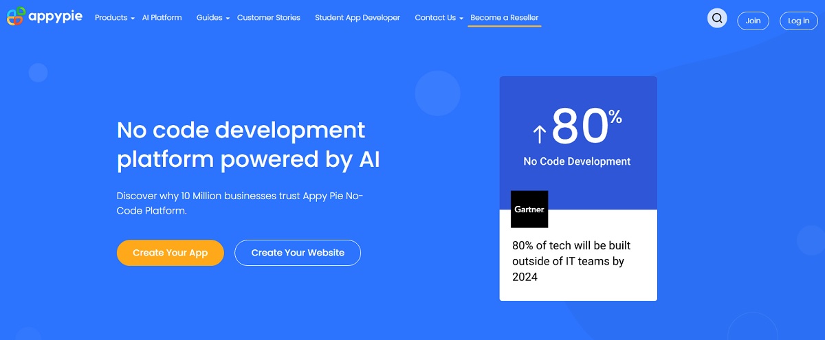 AppyPie, No code platform powered by AI.