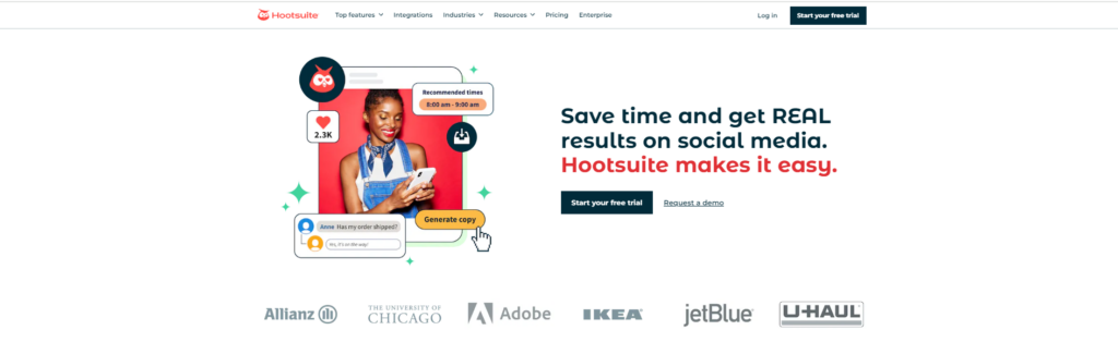 hootsuite homepage